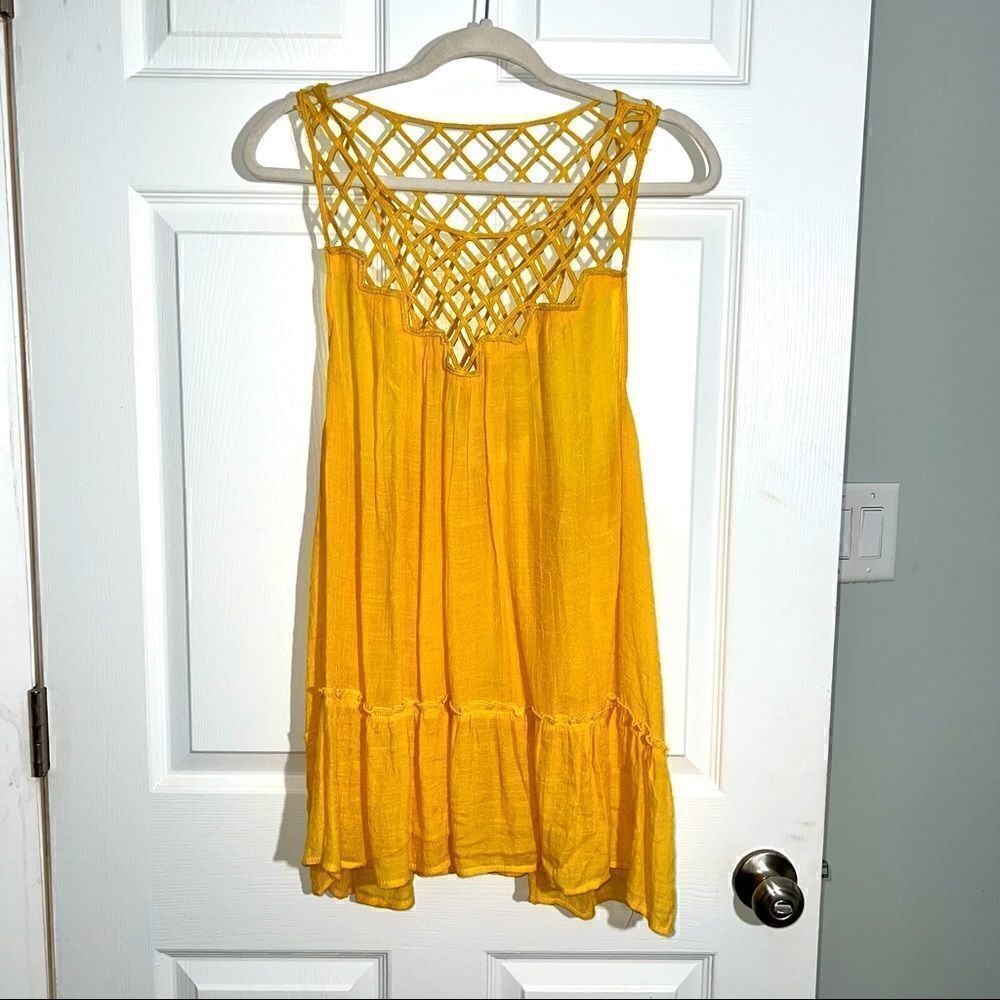 Entro Mustard Yellow tank tunic with netting in front &back